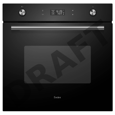 Духовой шкаф встраиваемый полноразмерный Evelux EO 650 PB, 60 см, 9 режимов, 70л, черное стекло