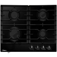 Встраиваемая варочная панель HANSA/ Варочная поверхность, газовая BHGS630301, 4 газовых конфороки (1х5,3см,2х7,3cм, 1х9,8см), ЧУГУННЫЕ РЕШЕТКИ, автоподжиг, газ-контроль, черный