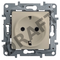 Розетка 2К+З, на винтах, защ. шт., сл. кость ETIKA 