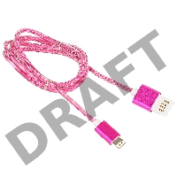 Кабель Gembird USB 2.0 Cablexpert CCB-ApUSBr1m, AM/Lightning 8P, 1м, армированная оплетка, разъемы розовый металлик, блистер