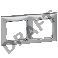 Рамка 2 поста гор., Алюминий/Серебряный штрих Valena 