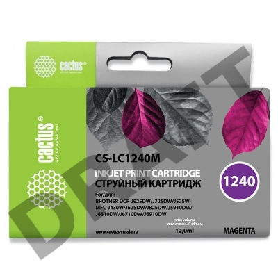 Картридж струйный Cactus CS-LC1240M пурпурный для Brother MFC-J6510/6910DW (12ml)