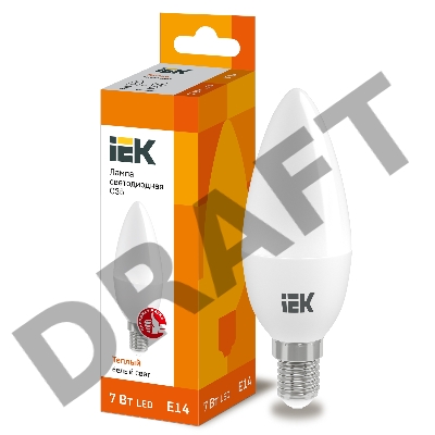 Лампа Iek LLE-C35-7-230-30-E14 светодиодная ECO C35 свеча 7Вт 230В 3000К E14 IEK