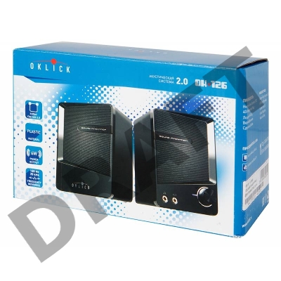 Колонки Oklick OK-126 2.0 черный 6Вт