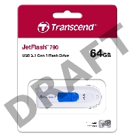 Флеш Диск 64GB Transcend JetFlash 790, USB 3.0, Белый/Синий
