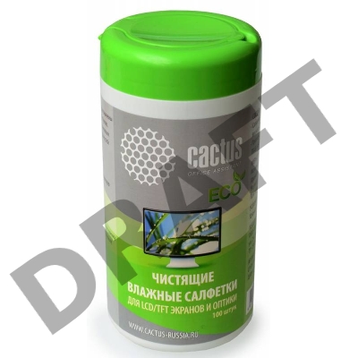 Салфетки Cactus CS-T1001E для экранов и оптики туба 100шт влажных