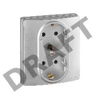 Розетка 2x2К+З, защ. шт., алюминий ETIKA 