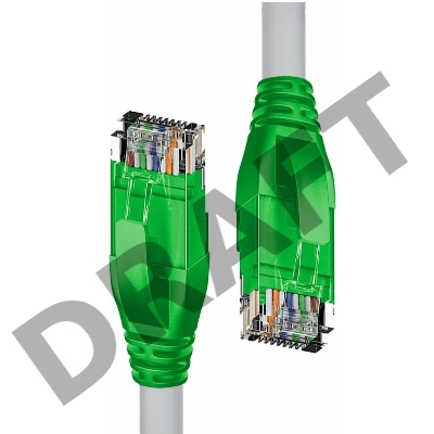 Патч-корд прямой 0.5m UTP кат.5e, серый, зеленые коннекторы, 24 AWG, литой, ethernet high speed 1 Гбит/с, RJ45, T568B