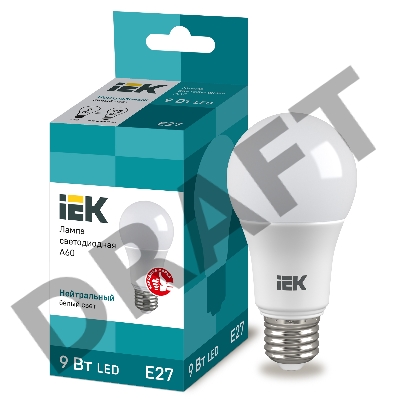 Лампа Iek LLE-A60-9-230-40-E27 светодиодная ECO A60 шар 9Вт 230В 4000К E27 IEK