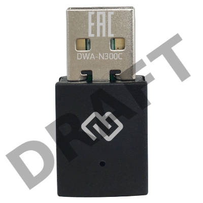 Сетевой адаптер WiFi Digma DWA-N300C N300 USB 2.0 (ант.внутр.) 1ант. (упак.:1шт)