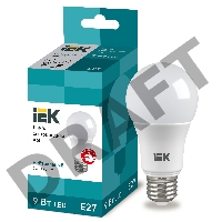 Лампа Iek LLE-A60-9-230-40-E27 светодиодная ECO A60 шар 9Вт 230В 4000К E27 IEK