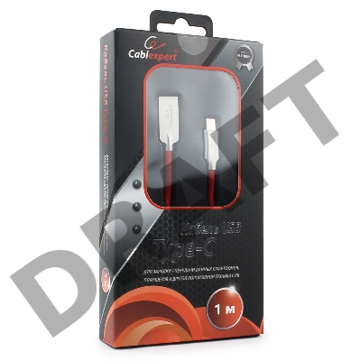 Кабель USB 2.0 Cablexpert CC-P-USBC02R-1M, AM/Type-C, серия Platinum, длина 1м, красный, блистер