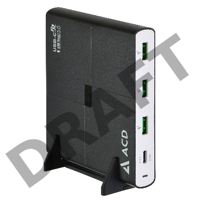 Сетевое зарядное устройство CЗУ (ACD-P904U-V1B) 90Вт, Сетевое ЗУ 4xUSB 1PD+3QC, 3.6~20В/4.35А(max) RTL {20}