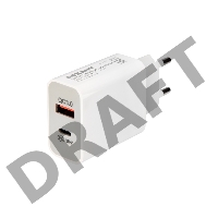 Сетевое зарядное устройство REXANT USB-A+USB-C адаптер, 18W белое