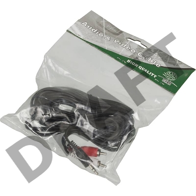 Кабель аудио Ningbo JAAC010-5 2хRCA (m)/Jack 3.5 (m) 5м. черный      