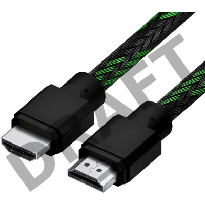 Кабель 0.5m HDMI 2.0, BICOLOR черно-зеленый нейлон, Ultra HD, 4K 60 fps 60Hz/5K*30Hz, 3D, AUDIO, 18.0 Гбит/с, 28AWG