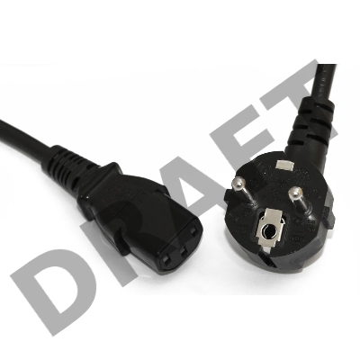 Кабель питания компьютера Hyperline PWC-IEC13-SHM-5.0-BK (Shucko+C13) (3x1.00), 10A, угловая вилка, 5 м