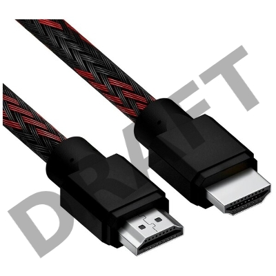 Кабель 1.5m HDMI 2.0, BICOLOR черно-красный нейлон, Ultra HD, 4K 60 fps 60Hz/5K*30Hz, 3D, AUDIO, 18.0 Гбит/с, 28AWG