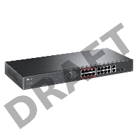 Коммутатор TP-LINK TL-SL1218MP Неуправляемый коммутатор PoE на 16 портов 10/100 Мбит/с и 2 гигабитных порта