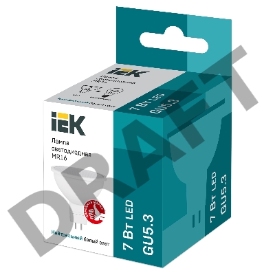 Лампа Iek LLE-MR16-7-230-40-GU5 светодиодная ECO MR16 софит 7Вт 230В 4000К GU5.3 IEK
