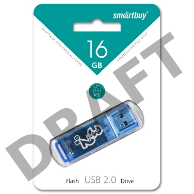 Флеш Диск 16Gb USB Drive <USB2.0> Smartbuy Glossy series Blue (SB16GBGS-B)