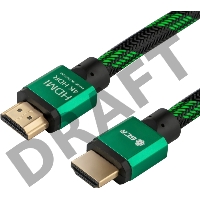 Greenconnect Кабель 1.0m HDMI версия 2.0, HDR 4:2:2, Ultra HD, 4K 60 fps 60Hz/5K*30Hz, 3D, AUDIO, 18.0 Гбит/с, 28/28 AWG, OD7.3mm, тройной экран, BICOLOR нейлон, AL корпус зеленый, GCR-51485 Greenconnect Кабель 1.0m HDMI версия 2.0, HDR 4:2:2, Ultra HD, 4