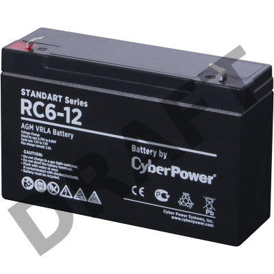 Аккумуляторная батарея SS CyberPower RC 6-12 / 6 В 12 Ач Battery CyberPower Standart series RC 6-12 / 6V 12 Ah