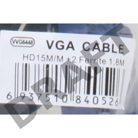 Кабель VCOM VVG6448-1.8M(O) Кабель монитор-SVGA card (15M-15M) 1,8м 2 фильтра