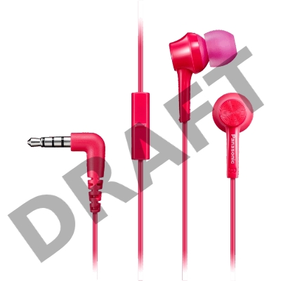 Наушники Panasonic RP-TCM115GCP внутриканальные 10-24000Гц 1.2м 3.5мм 98дБ микрофон розовые