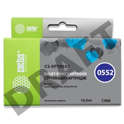 Картридж струйный Cactus CS-EPT0552 голубой для Epson Stylus RX520/Stylus Photo R240 (10ml)