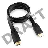 Кабель HDMI Gembird/Cablexpert , 1м, v1.4, 19M/19M, плоский кабель, черный, позол.разъемы, экран (CC-HDMI4F-1M)