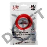 Кабель HDMI Gembird/Cablexpert , 1м, v1.4, 19M/19M, плоский кабель, черный, позол.разъемы, экран (CC-HDMI4F-1M)