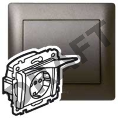 Розетка 2К+З с защ. шт., с крышкой, dark bronze, с лиц. пан.