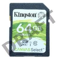 Флеш карта SDHC 64Gb Class10 Kingston <SDS2/64GB>, Canvas Select 100R CL10 UHS-I