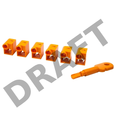 Комплект блокираторов коннектора RJ-45 (6 шт.) + ключ, оранжевый