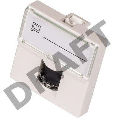 Вставка Mosaic 45x45, RJ-45 UTP, кат.6, со шторкой и увеличенным окном маркировки, белая Вставка Mosaic 45x45, RJ-45 UTP, кат.6, со шторкой и увеличенным окном маркировки, белая