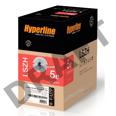 Кабель витая пара F/UTP Hyperline FUTP4-C5E-S24-IN-LSZH-GY-305 (FTP4-C5E-SOLID-LSZH-GY-305) (305 м), категория 5e, 4 пары (24 AWG), одножильный (solid), экран - фольга, LSZH, нг(С)-HF, –20°C – +75°C, серый - гарантия: 15 лет компонентная; 25 лет системная