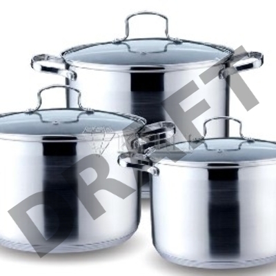 Набор посуды KELLI KL-4217 6 пред.(Кастрюля с жаропрочной стекл. крышкой 5л. Кастрюля с жаропрочной стекл. крышкой 6.6л. Кастрюля с жаропрочной стекл. крышкой 8л. Высококачественная нерж. сталь 18/10. 5-ти слойное капсульное дно.)    