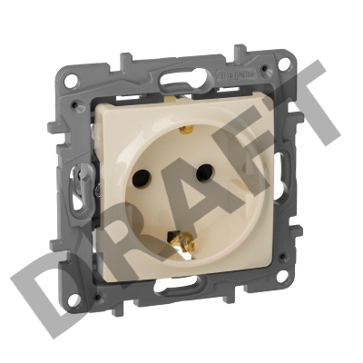 Розетка 2К+З, на винтах, защ. шт., сл. кость ETIKA 