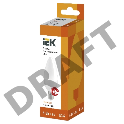 Лампа Iek LLE-C35-5-230-30-E14 светодиодная ECO C35 свеча 5Вт 230В 3000К E14 IEK