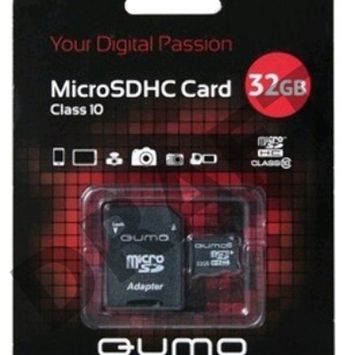 Флэш карта MicroSDHC 32Gb QUMO QM32MICSDHC10 {MicroSDHC Class 10, SD adapter}