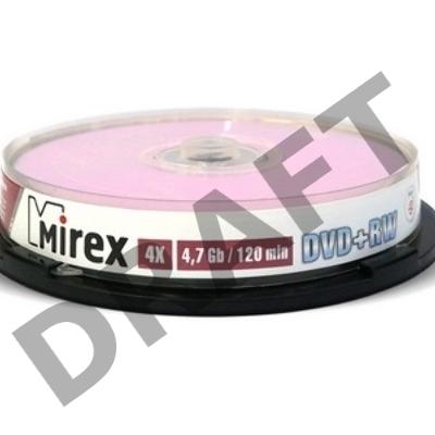 Диск DVD+RW Mirex 4.7 Gb, 4x, Cake Box (10), (10/300)