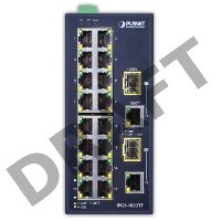 Коммутатор PLANET IFGS-1822TF IP30 Industrial 16-Port 10/100TX + 2-Port Gigabit TP/SFP Combo Ethernet Switch (-40~75C, dual redundant power input on 12-48VDC / 24VAC terminal block)