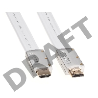Кабель HDMI 19M/M ver 2.0, 1M, AOpen <ACG568F-S-1M> серебряно-белый Flat