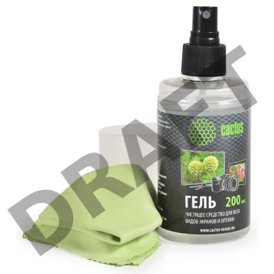 Чистящий набор Cactus CS-S3004 гель 200 мл + салфетка из микрофибры для экранов 200x230 мм