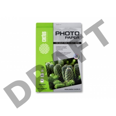 Самоклеящаяся бумага фотобумага Cactus CS-GSA313020 глянцевая А3 130 г/м2 20 листов