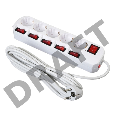 Сетевой фильтр Buro 500SH-5-SW-W 5м (5 розеток) белый (коробка)