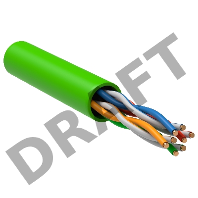 Кабель связи витая пара U/UTP, кат.5E, 4 пары 24AWG solid, 305м, LSZH, зеленый Кабель связи витая пара U/UTP, кат.5E, 4 пары 24AWG solid, 305м, LSZH, зеленый