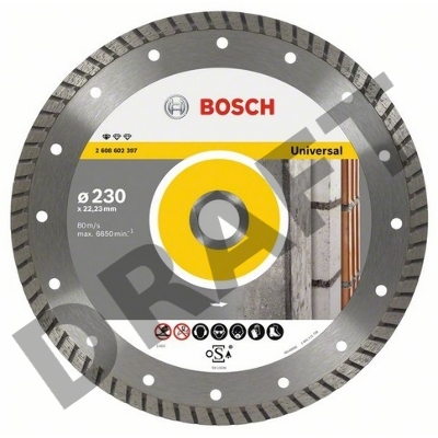 Алмазный диск универсальный Bosch Standard for Universal Turbo (2608602397) d=230мм d(посад.)=22.23мм (угловые шлифмашины)