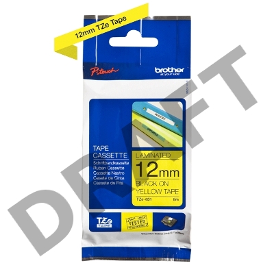 Наклейка ламинированная Brother TZe-631 (12 мм черн/желт, аналог TZ-631)